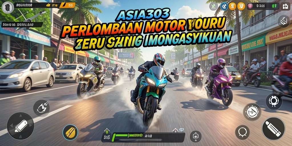 Screenshot menunjukkan aksi balap menegangkan di ASIA303.