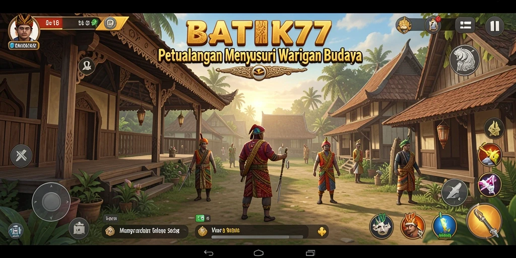 Tampilkan gameplay seru BATIK77 dengan elemen petualangan budaya.