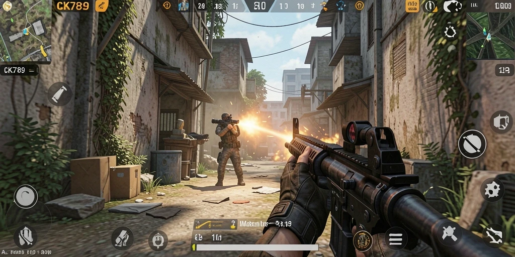 Tangkapan layar menampilkan aksi pertempuran intens dalam gameplay CK789.