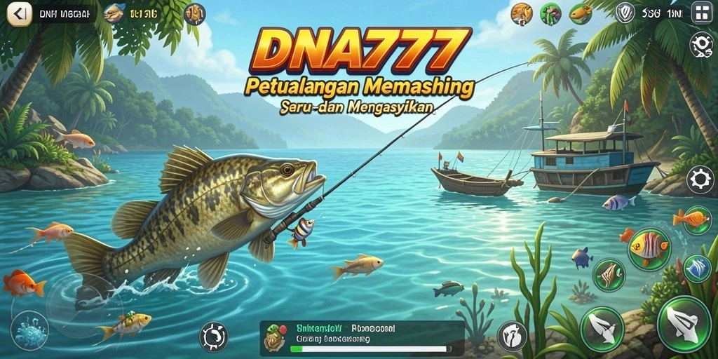 Tampilan gameplay seru dengan berbagai kegiatan memancing.