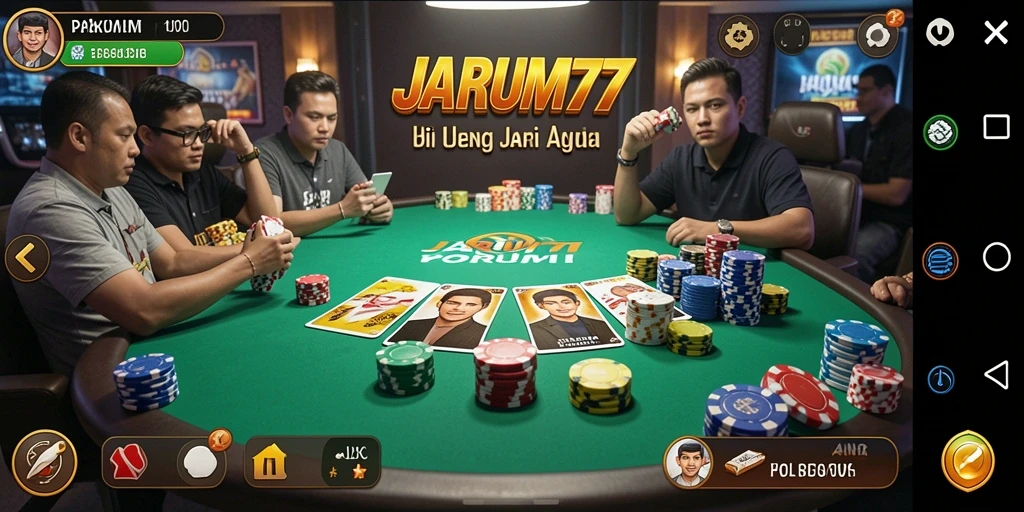Tampilan gameplay Poker yang seru dan kompetitif di JARUM77.