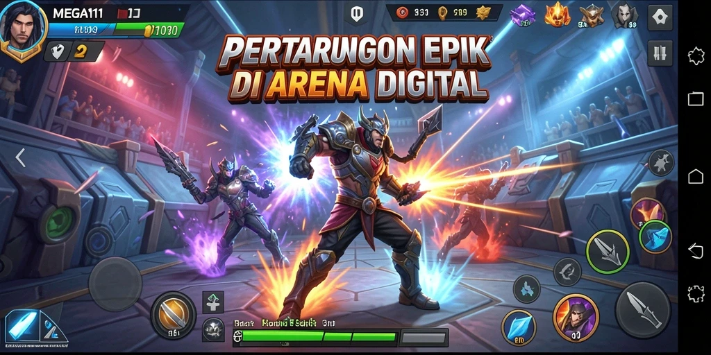 Gameplay intens MEGA111 dengan aksi pertarungan yang seru.