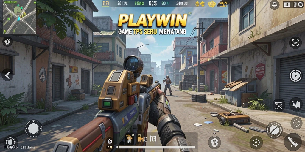 Tampilan gameplay seru dari PLAYWIN dalam pertempuran TPS.