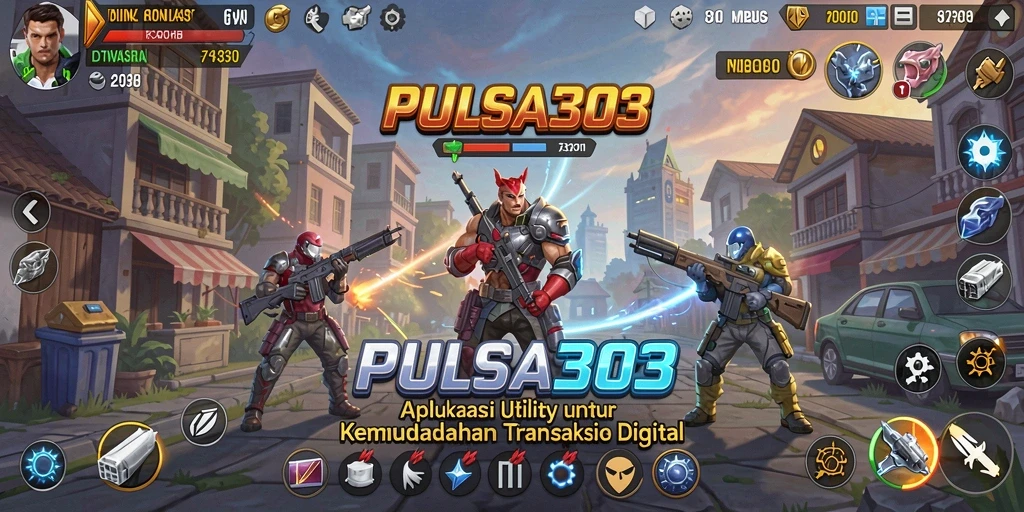 Tampilan antarmuka aplikasi PULSA303 dengan fitur-fitur Utility.