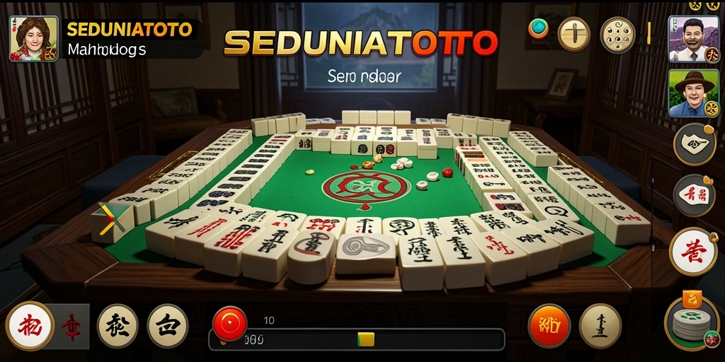 Screenshot dari gameplay SEDUNIATOTO yang menunjukkan keseruan permainan Mahjong.
