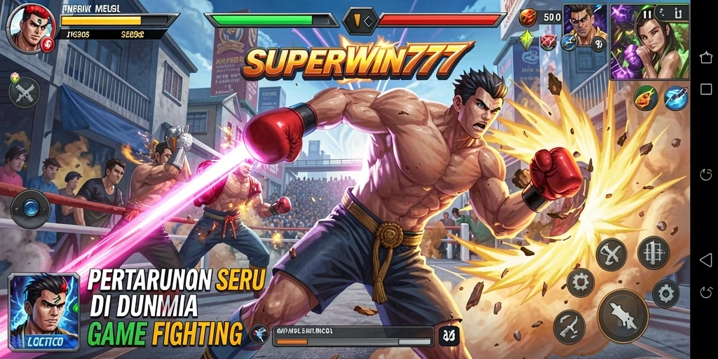 Tampilan gameplay <strong>SUPERWIN777</strong> yang menegangkan dalam pertarungan antar karakter.