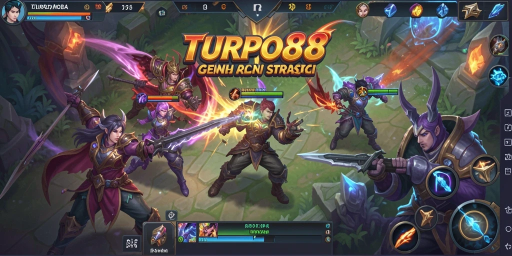 Screenshot gameplay TURBO88 menampilkan pertempuran seru dan karakter yang beragam.